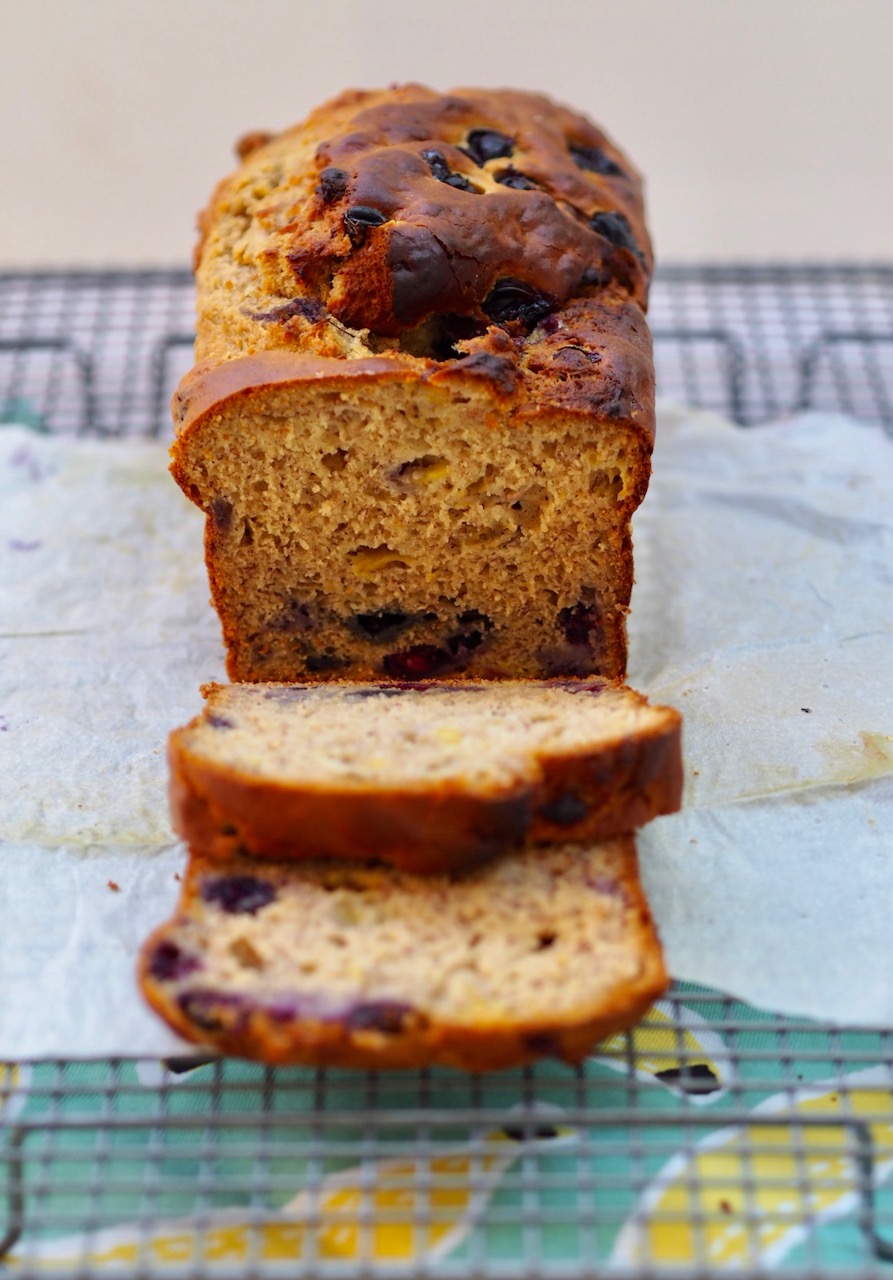 Low Sugar Banana and Blueberry Bread