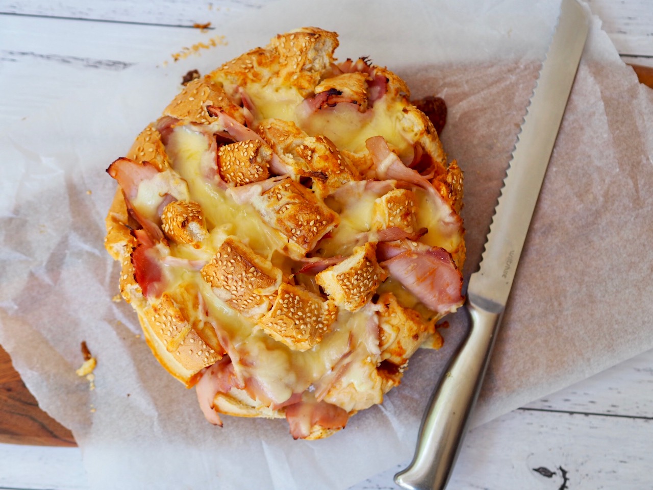 Ham, Cheese and Tomato Relish Cobb Loaf