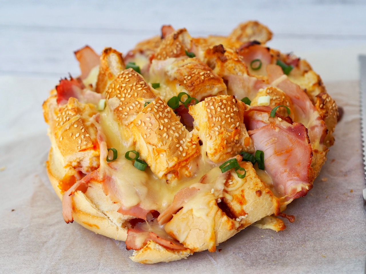 Ham, Cheese and Tomato Relish Cobb Loaf