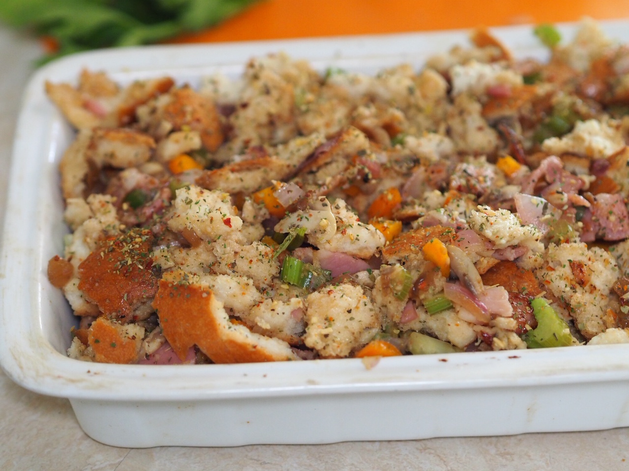 Bacon and Onion Tray Bake Stuffing