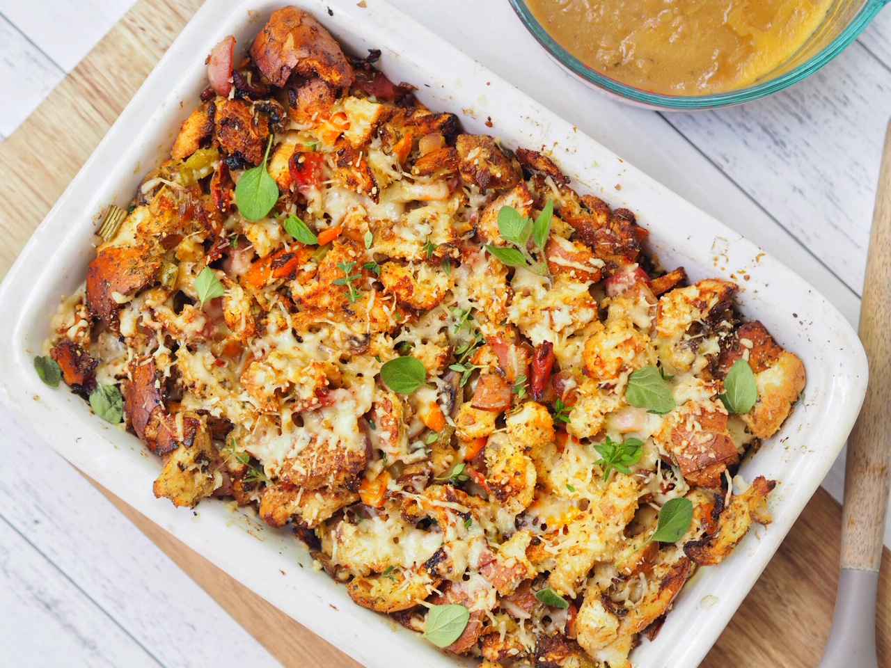 Bacon and Onion Tray Bake Stuffing