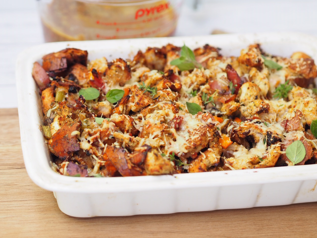 Bacon and Onion Tray Bake Stuffing