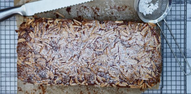 White Chocolate Banana Bread with Chia Seeds and Almonds