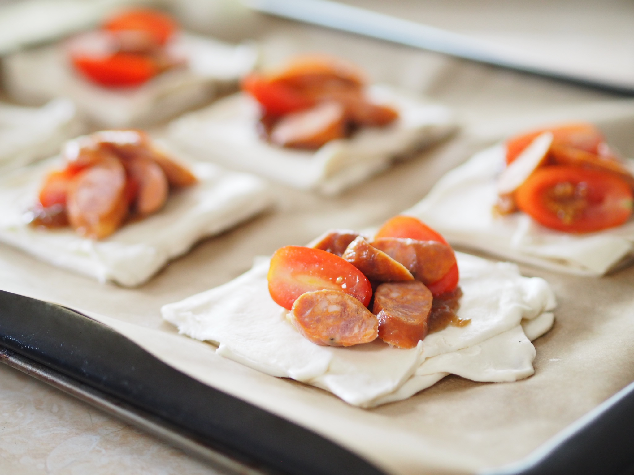 Chorizo Puff Pastry Tarts