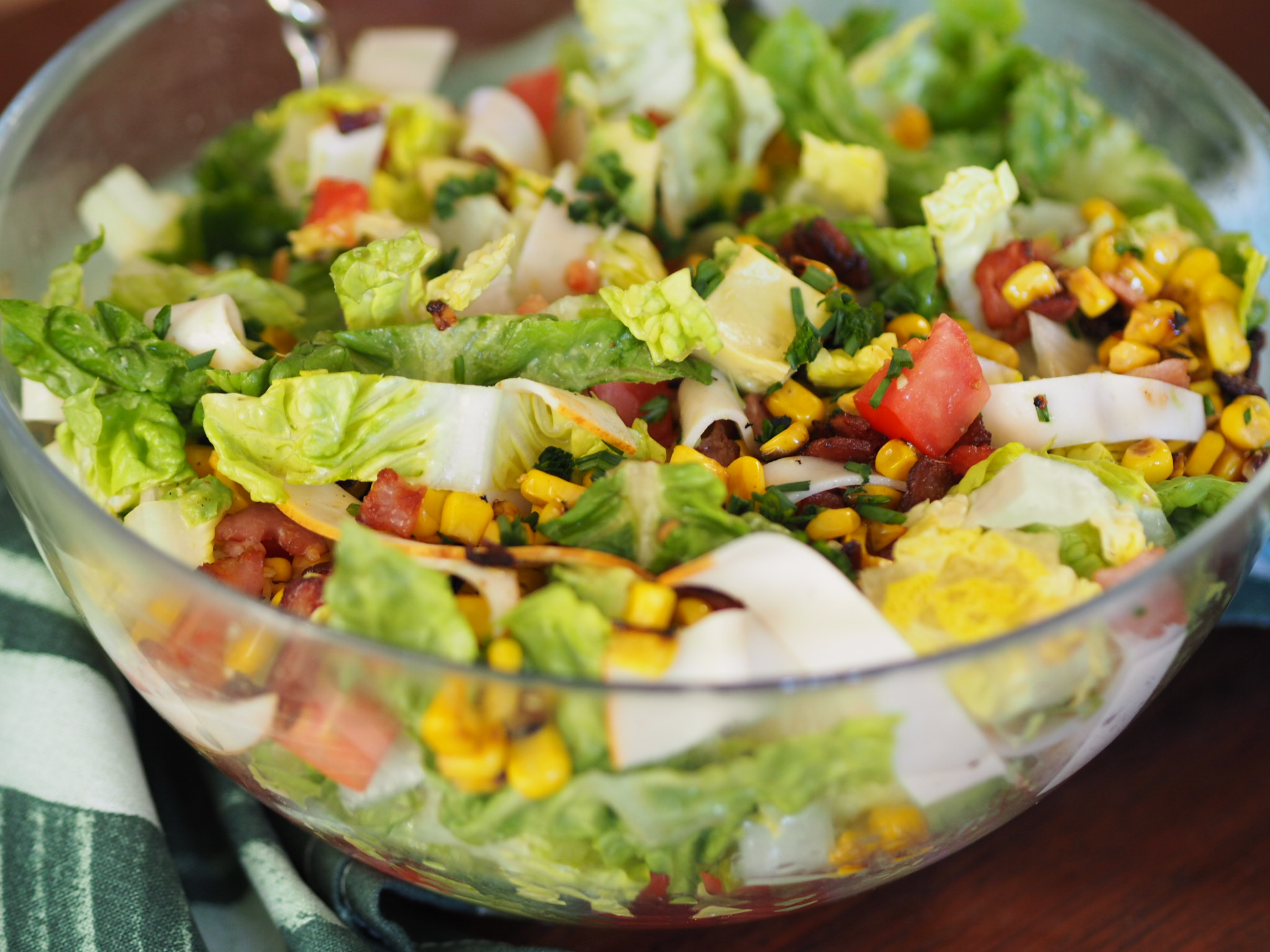 Chopped Salad with Deli Chicken, Bacon and Corn