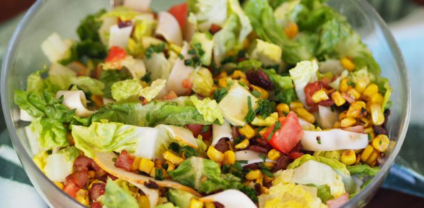 Chopped Salad with Deli Chicken, Bacon and Corn