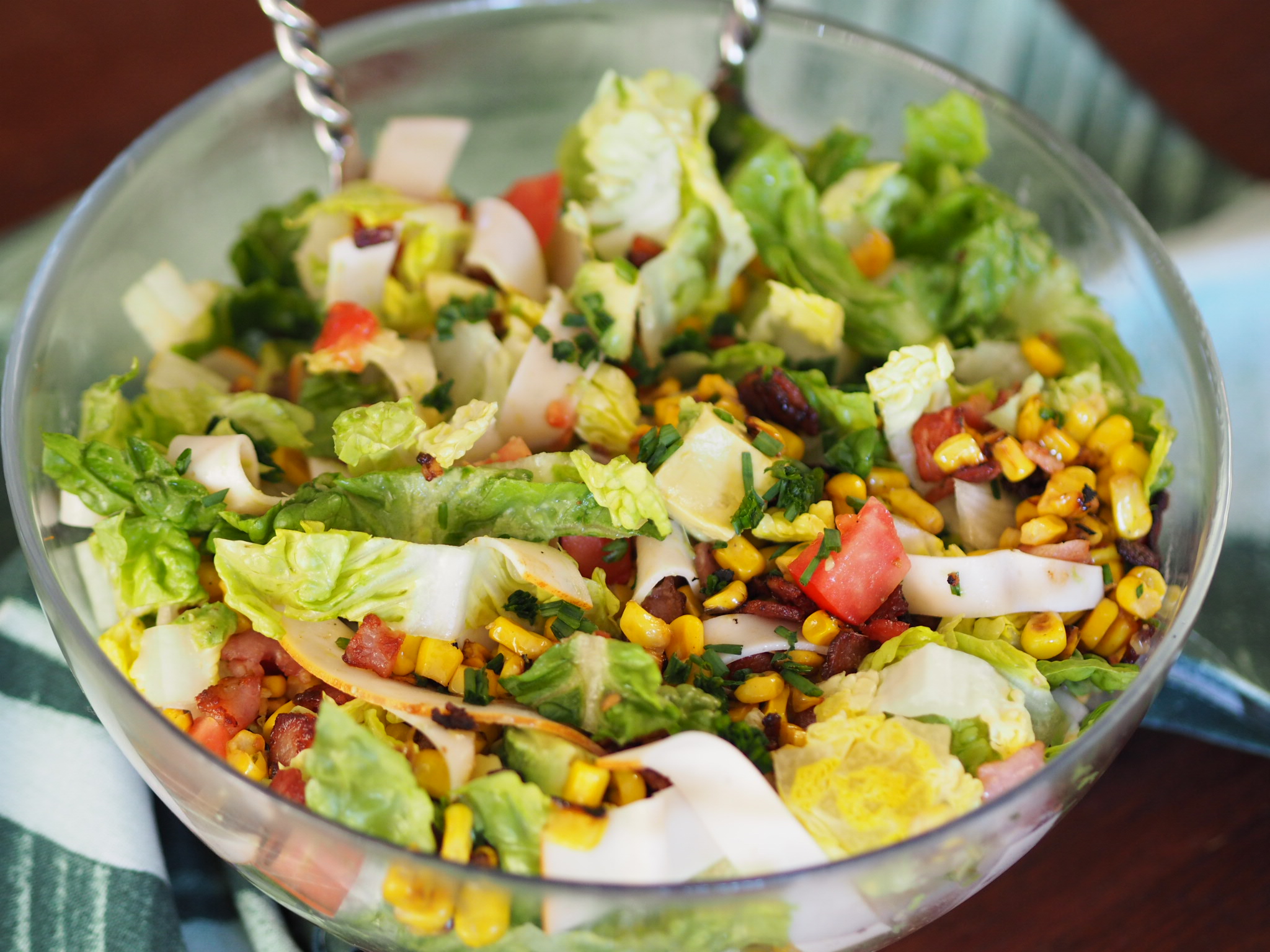Chopped Salad with Deli Chicken, Bacon and Corn