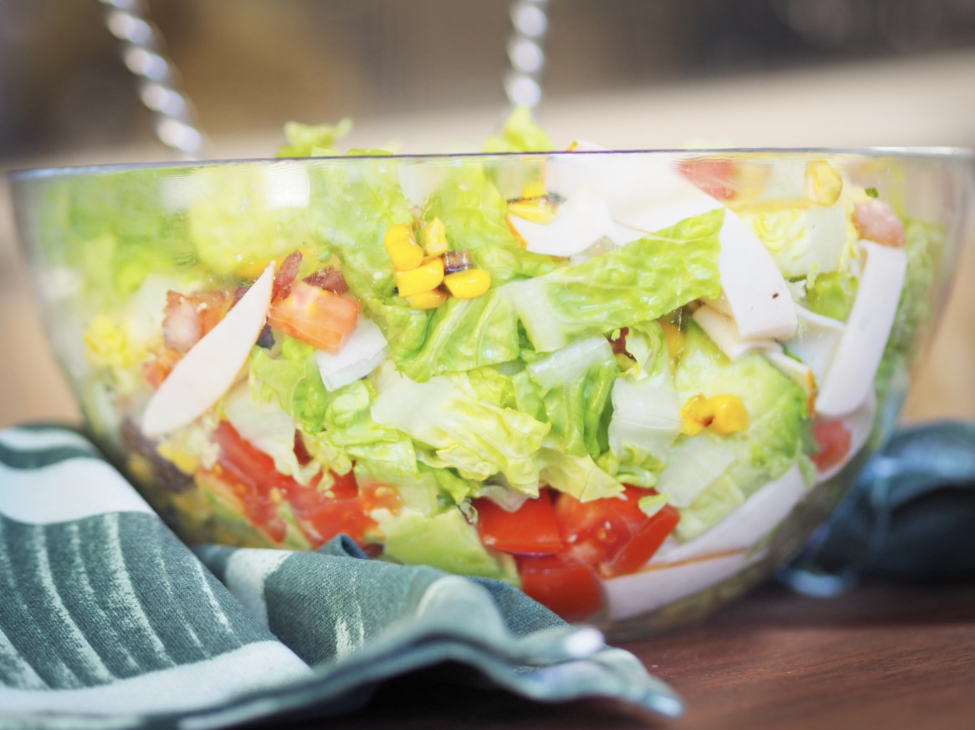 Chopped Salad with Deli Chicken, Bacon and Corn